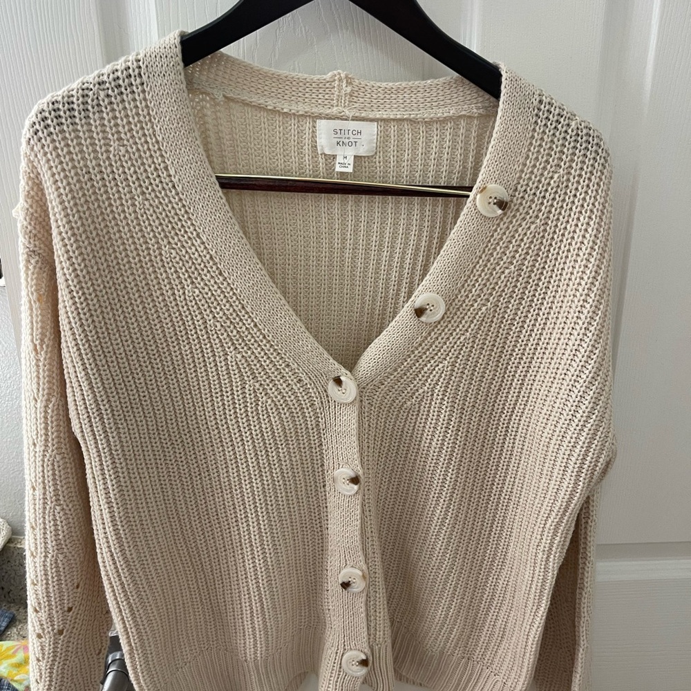 Beige Button-Up Cardigan - Picture 2 of 5